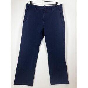 Quince Organic Cotton Stretch Chino Pants Mens 36x30 Navy Blue Flat Front Casual